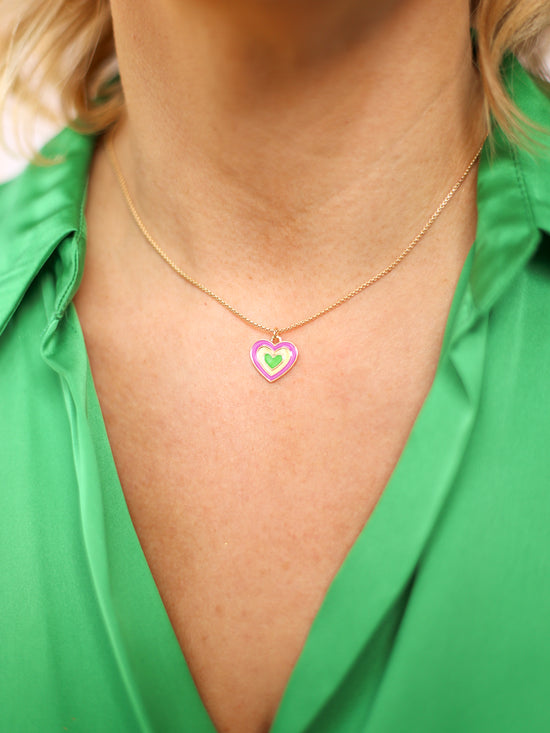 Load image into Gallery viewer, Mardi Gras heart necklace
