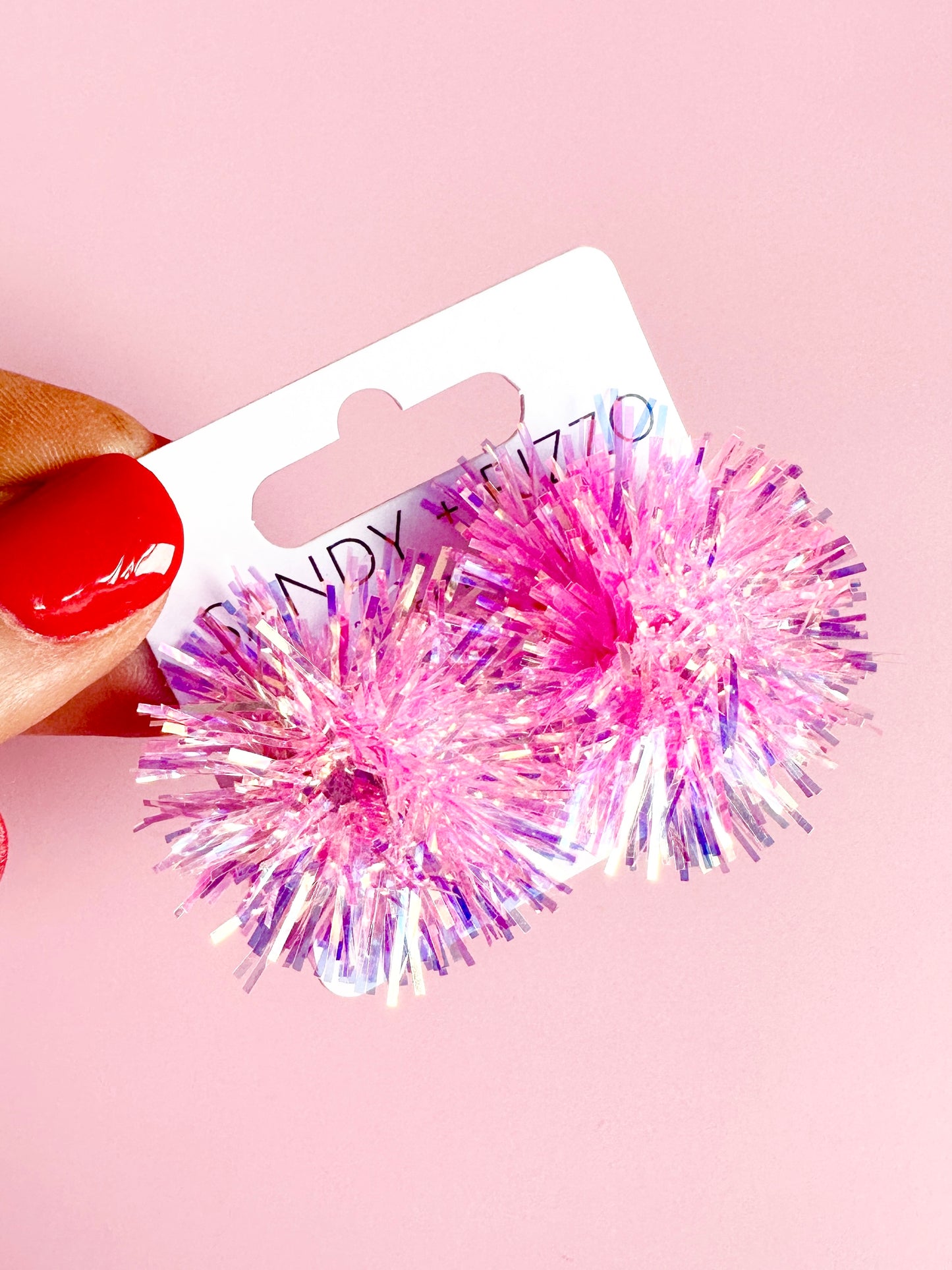Load image into Gallery viewer, Pink Iridescent Pom stud
