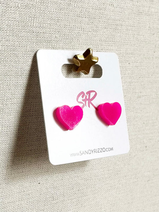 Load image into Gallery viewer, Mini Hot Pink Heart Studs
