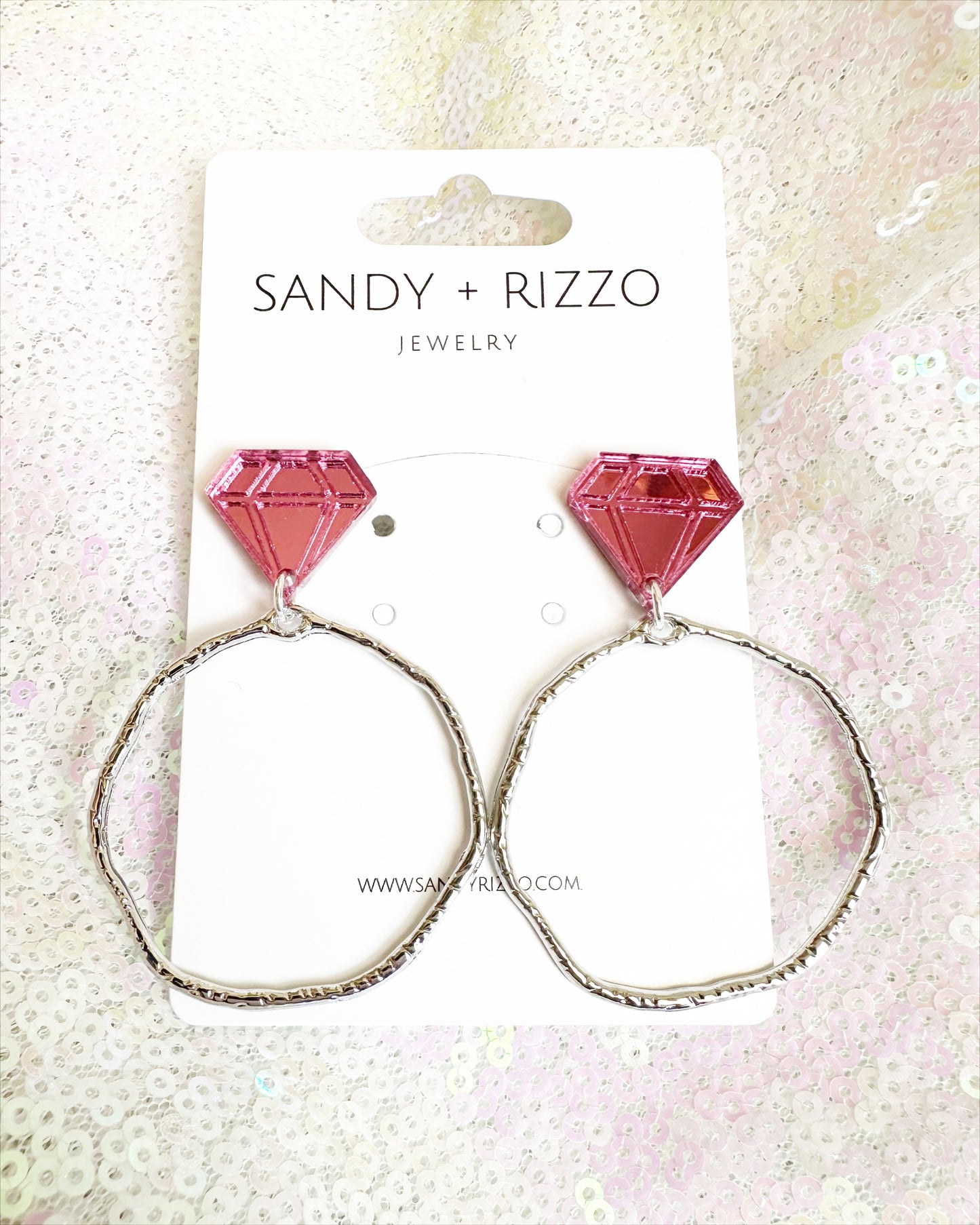 Load image into Gallery viewer, Pink Diamond Ring Hoops
