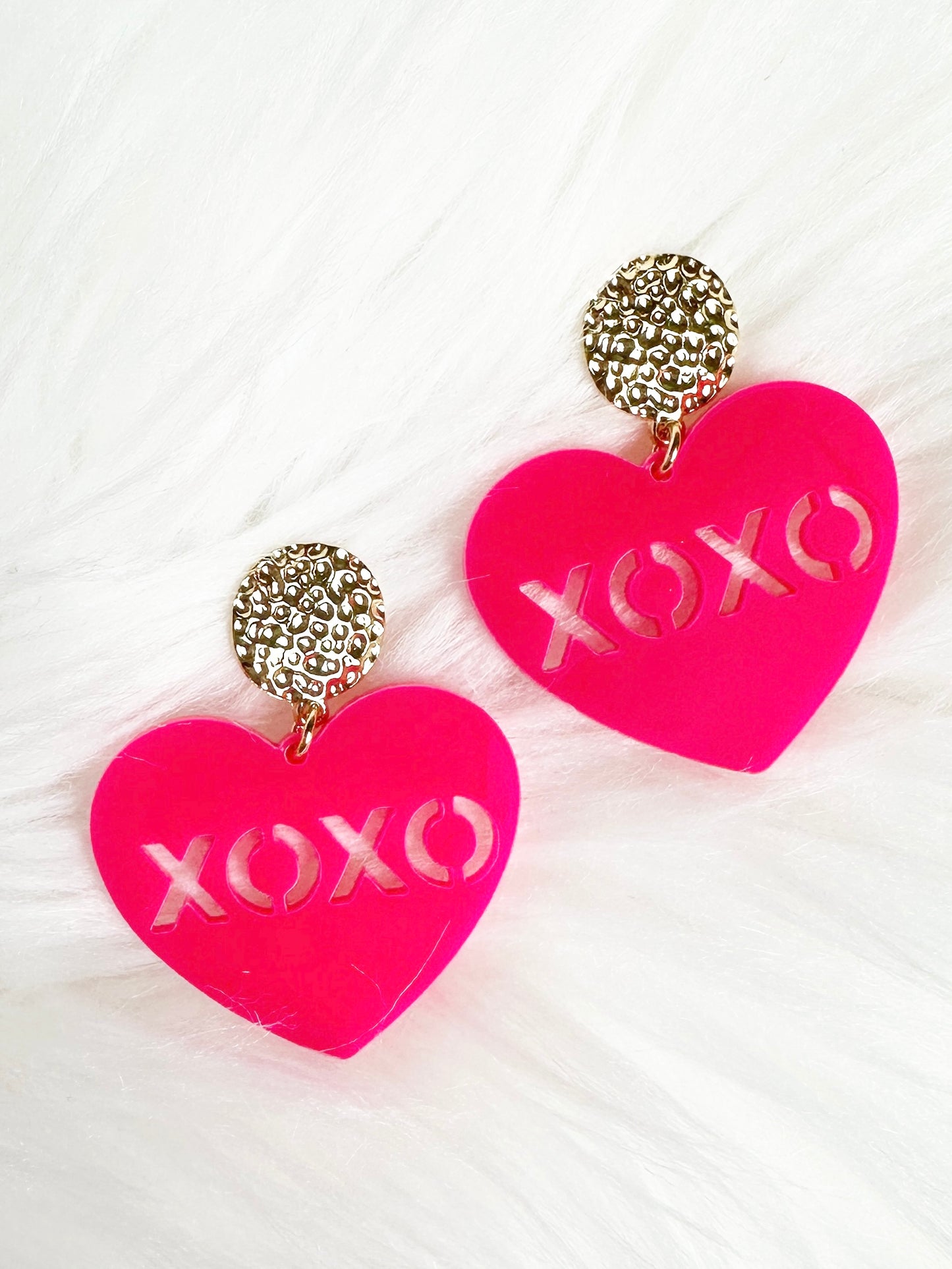 Hot Pink XOXO Heart earrings