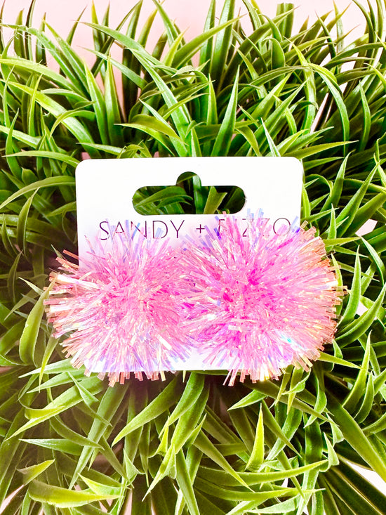 Load image into Gallery viewer, Pink Iridescent Pom stud
