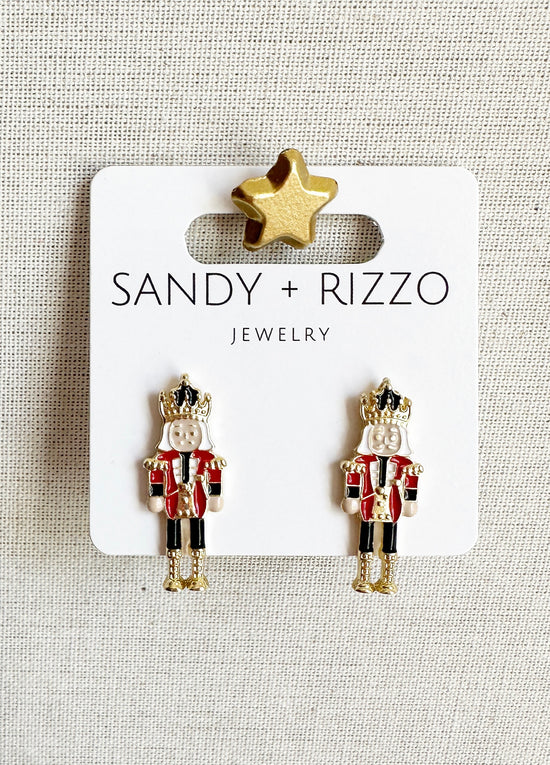 Load image into Gallery viewer, Small Traditional Enamel Nutcracker Studs
