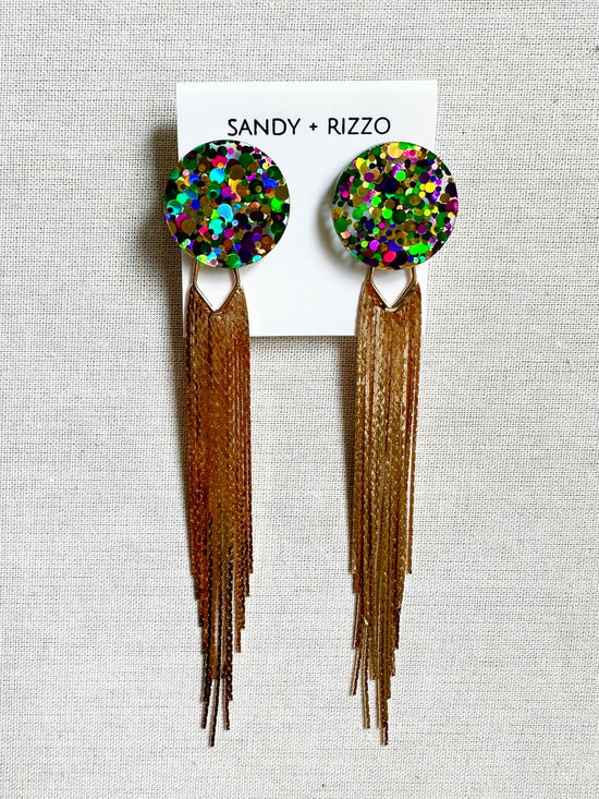 Load image into Gallery viewer, Mardi Gras Fringe Dangles
