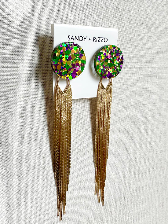 Load image into Gallery viewer, Mardi Gras Fringe Dangles
