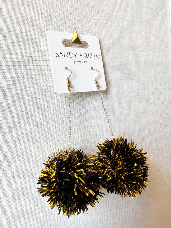Load image into Gallery viewer, Black and Gold Pom Poms

