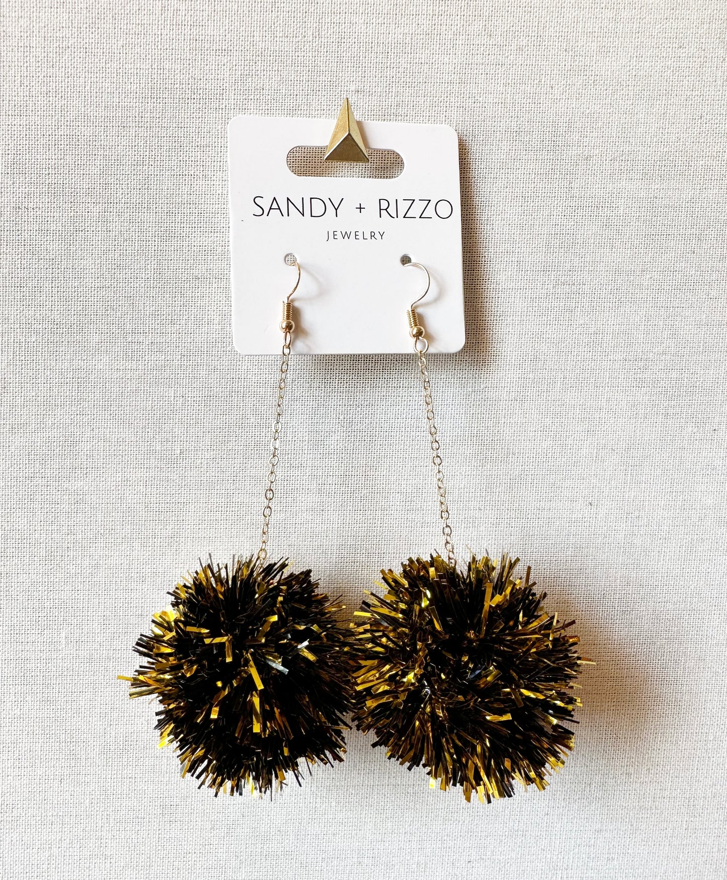 Load image into Gallery viewer, Black and Gold Pom Poms
