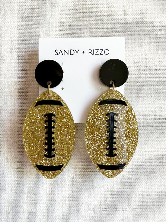 Load image into Gallery viewer, Black and Gold Glitter Football
