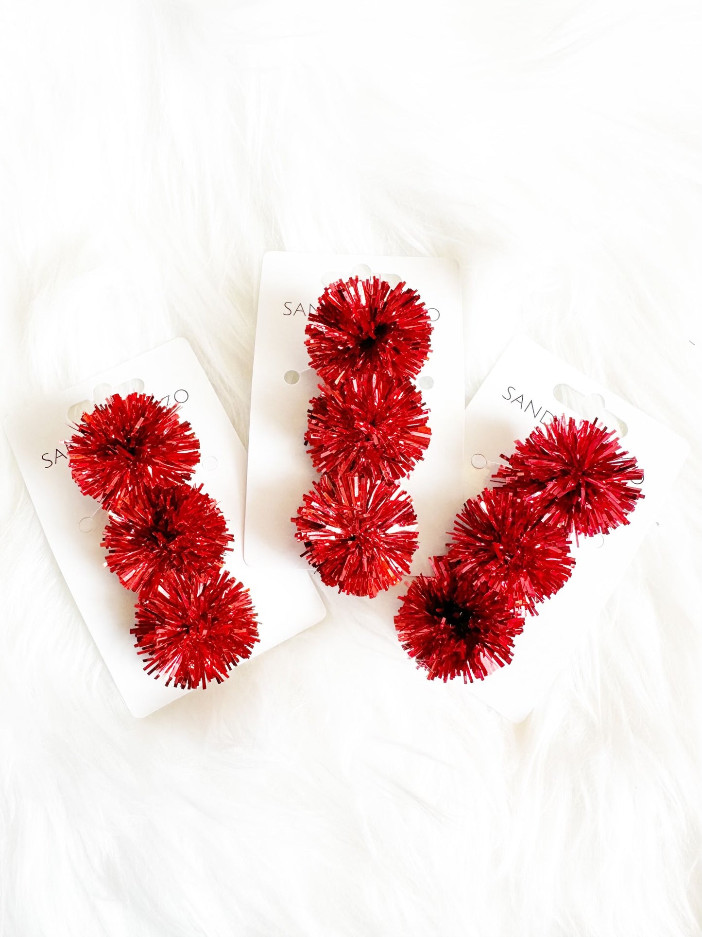 Red Party Pom Hair Clip