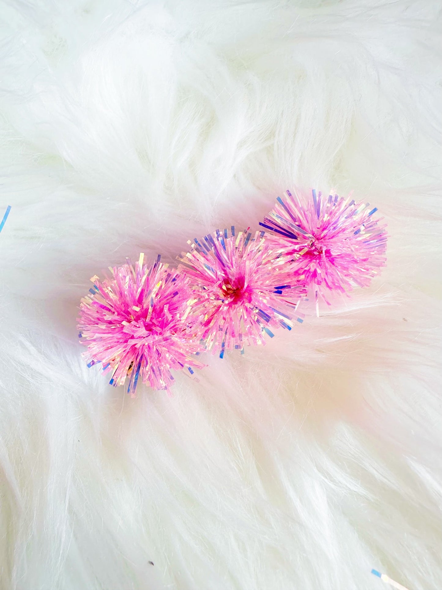 Pink Party Pom Hair Clip