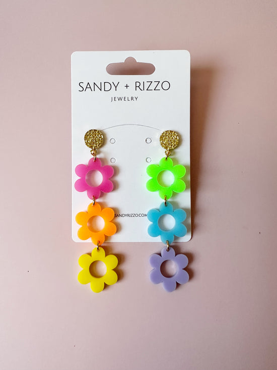 Load image into Gallery viewer, Rainbow Flower earring
