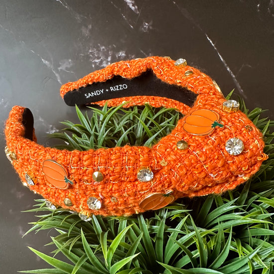 Load image into Gallery viewer, Pumpkin tweed headband
