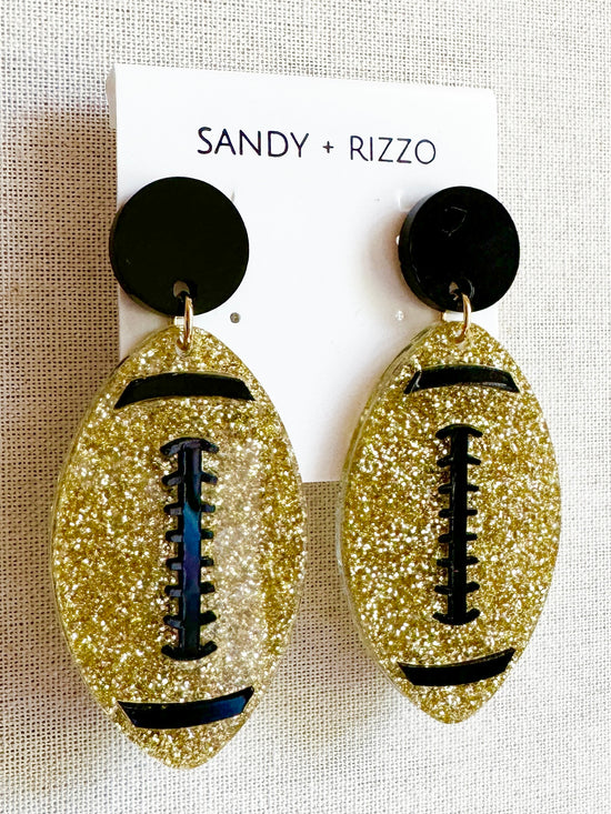Load image into Gallery viewer, Black and Gold Glitter Football
