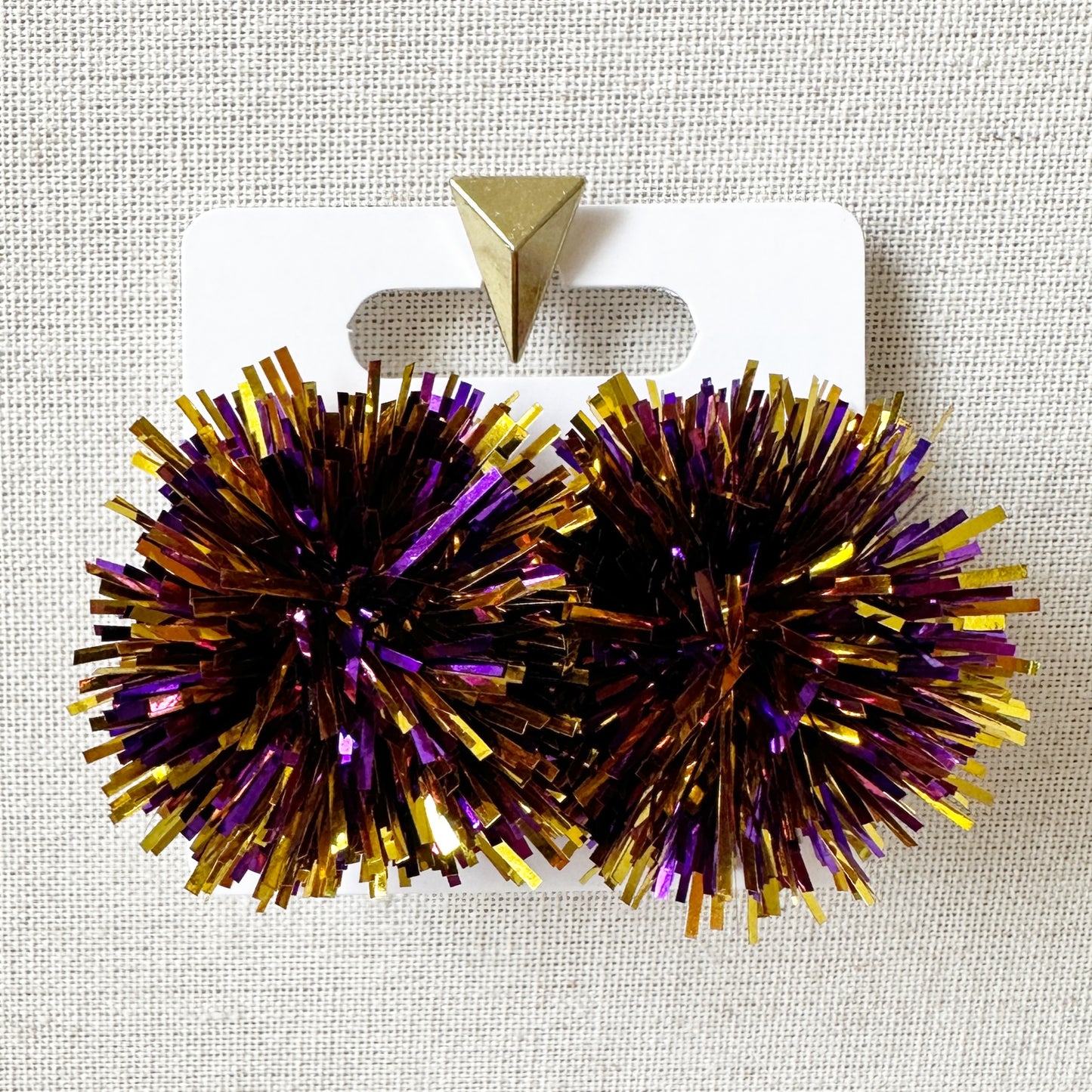 Load image into Gallery viewer, Purple and gold Pom stud
