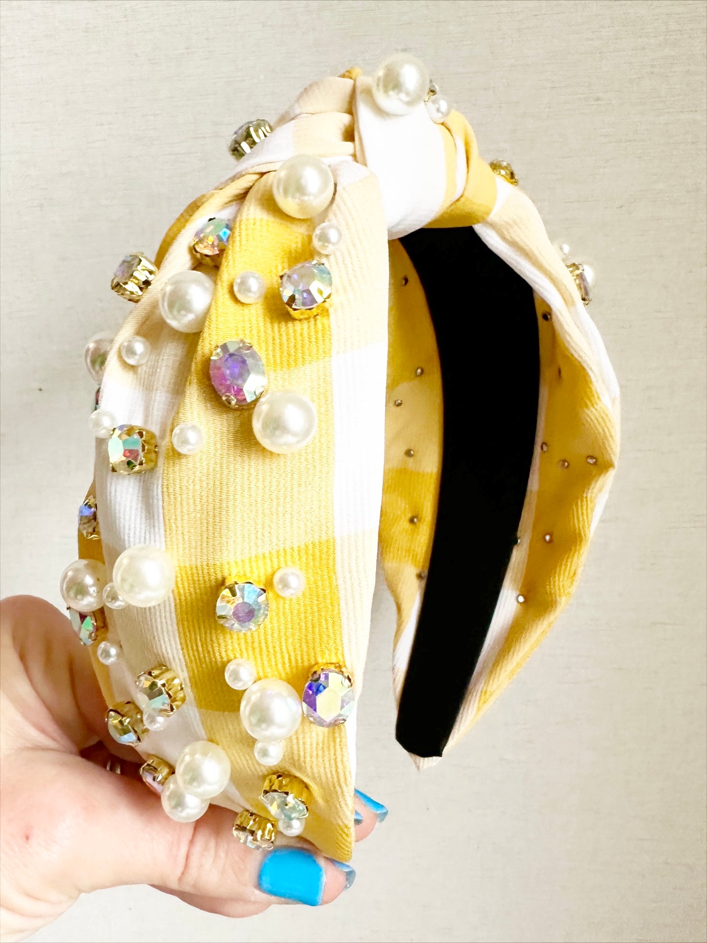 Load image into Gallery viewer, Yellow Gingham headband
