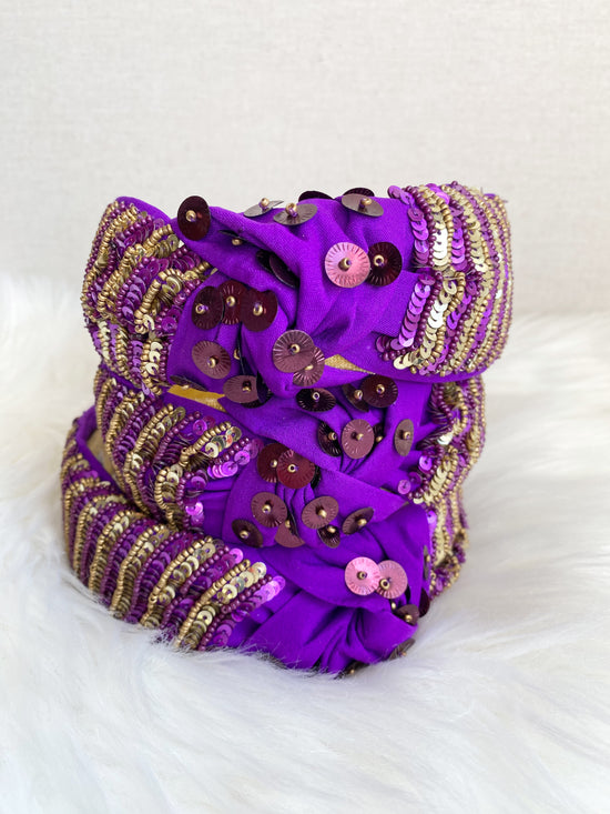 Purple and gold headband