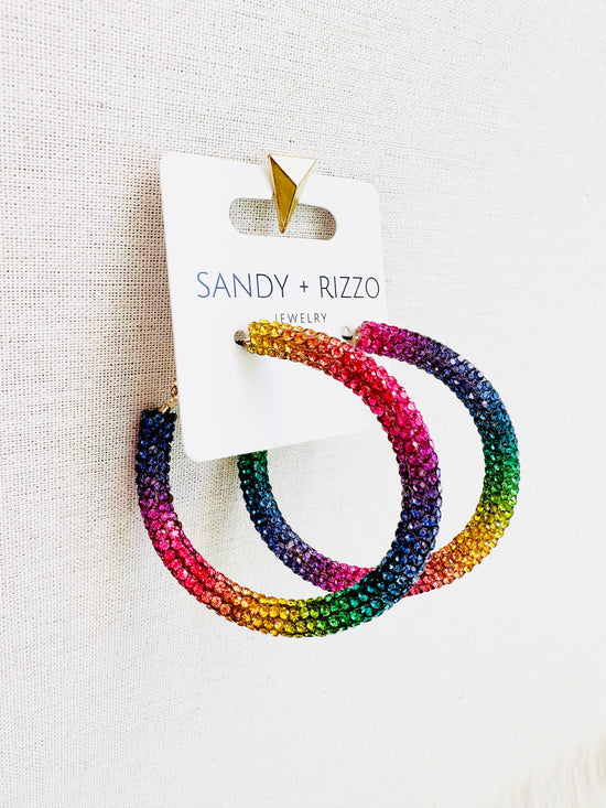 Load image into Gallery viewer, Rainbow Sparkle Hoops
