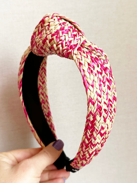 Load image into Gallery viewer, Hot Pink Raffia Headband
